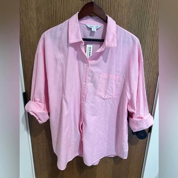 Old Navy Boyfriend Shirt Pink Button-Up Shirt Large - Picture 5 of 6